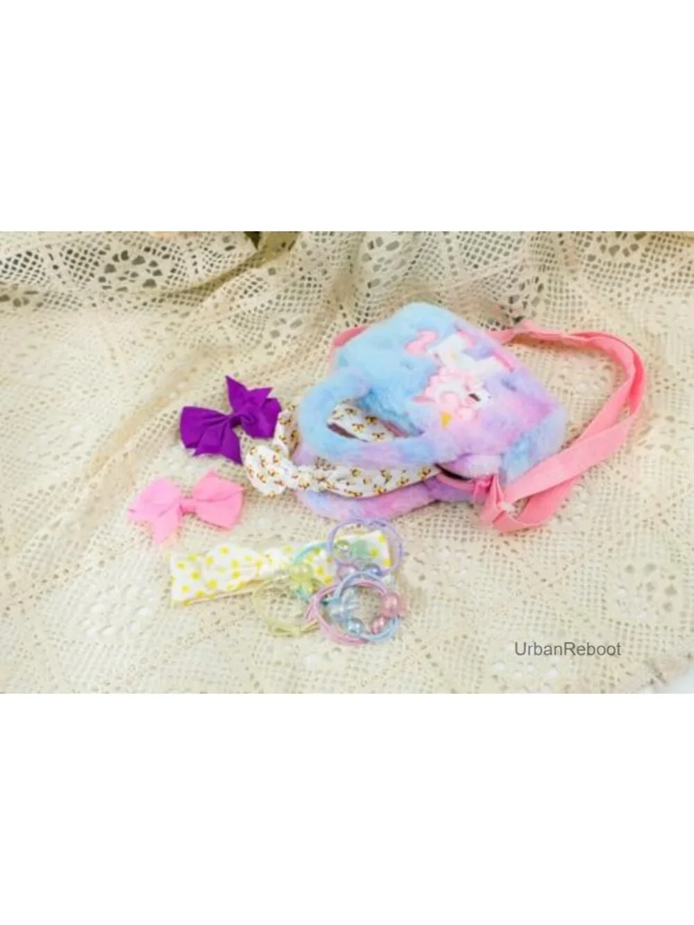 Kids Crossbody Bag Plush Unicorn Purse Girls Adjustable Strap Mini Bag